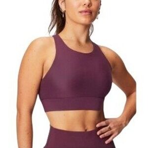 Fabletics No Bounce High Impact Sports Bra Medium Burgundy Fitness